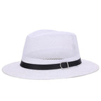 Men's British jazz hat breathable mesh hat outdoor sun protection sun hat summer hat linen big hat MAWIS