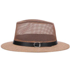 Men's British jazz hat breathable mesh hat outdoor sun protection sun hat summer hat linen big hat MAWIS