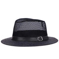 Men's British jazz hat breathable mesh hat outdoor sun protection sun hat summer hat linen big hat MAWIS