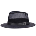 Men's British jazz hat breathable mesh hat outdoor sun protection sun hat summer hat linen big hat MAWIS