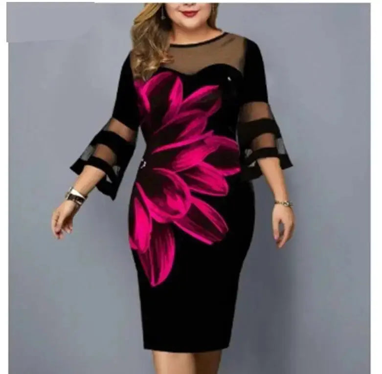 Robe Patchword Mesh Femme 5XL MAWIS
