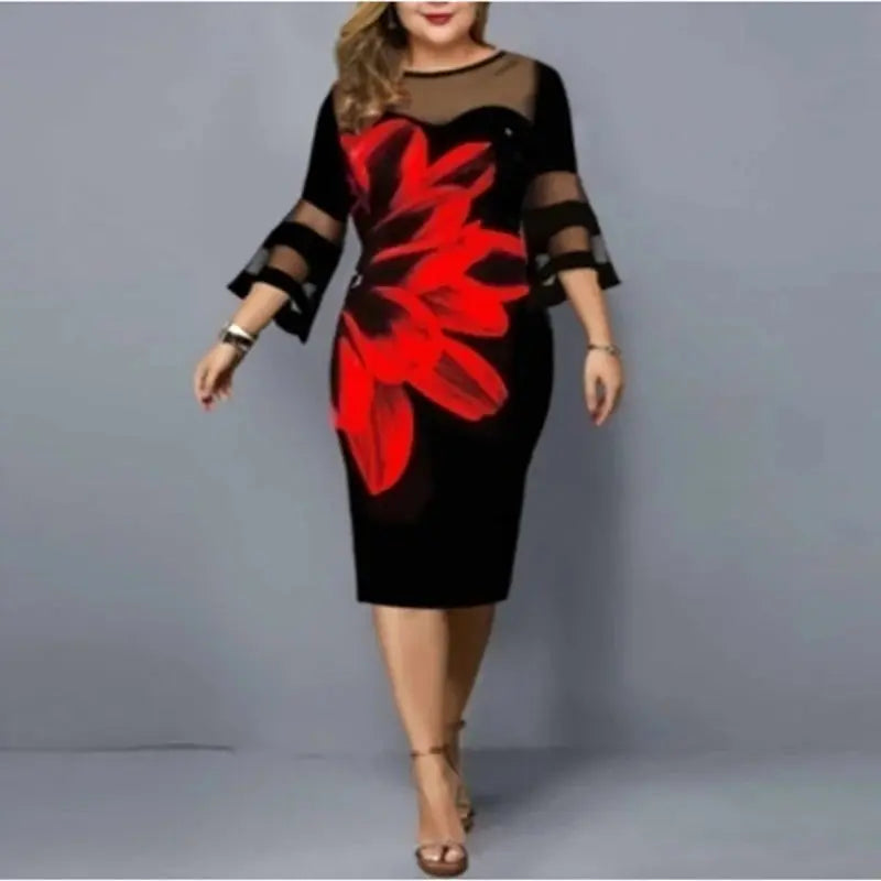 Robe Patchword Mesh Femme 5XL MAWIS