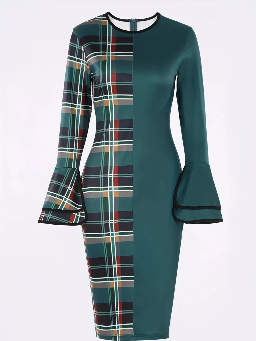 Robe Patchwork Carreaux Col Rond Femme MAWIS