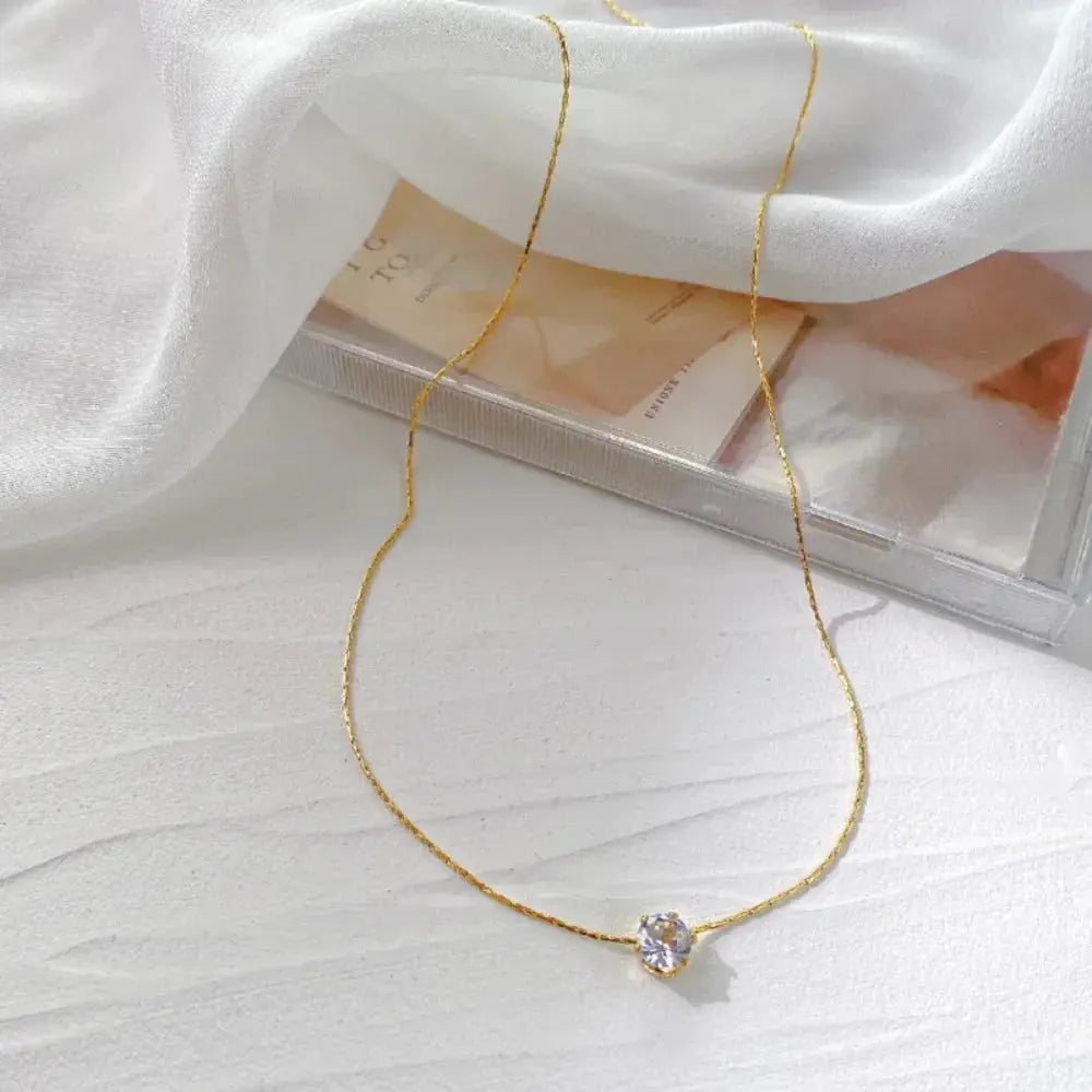Collier cœur minimaliste doré acier inoxydable zircon MAWIS
