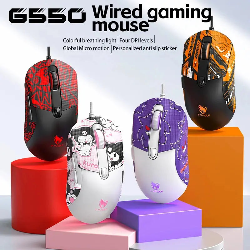 2026 Wired Gaming Mouse Cute Personalized Anti Slip Sticker 6-Key Office Mouse Suitable For Desktop And Laptop Computers NEW HOT MAWIS