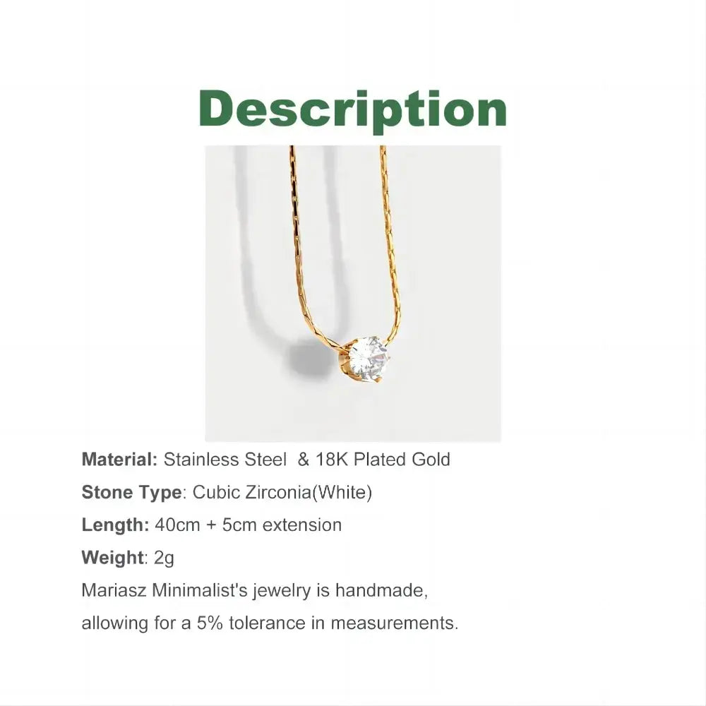 Collier cœur minimaliste doré acier inoxydable zircon MAWIS