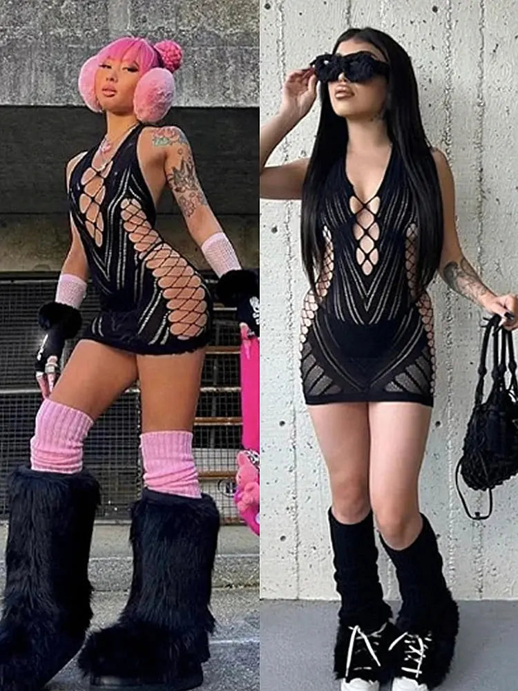 Transparent Lace Short Dress MAWIS