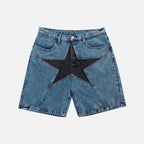Star Patchwork Denim Shorts Retro Women MAWIS