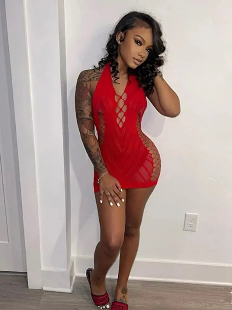 Transparent Lace Short Dress MAWIS