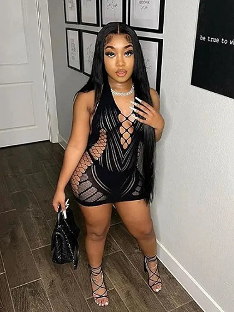 Transparent Lace Short Dress MAWIS