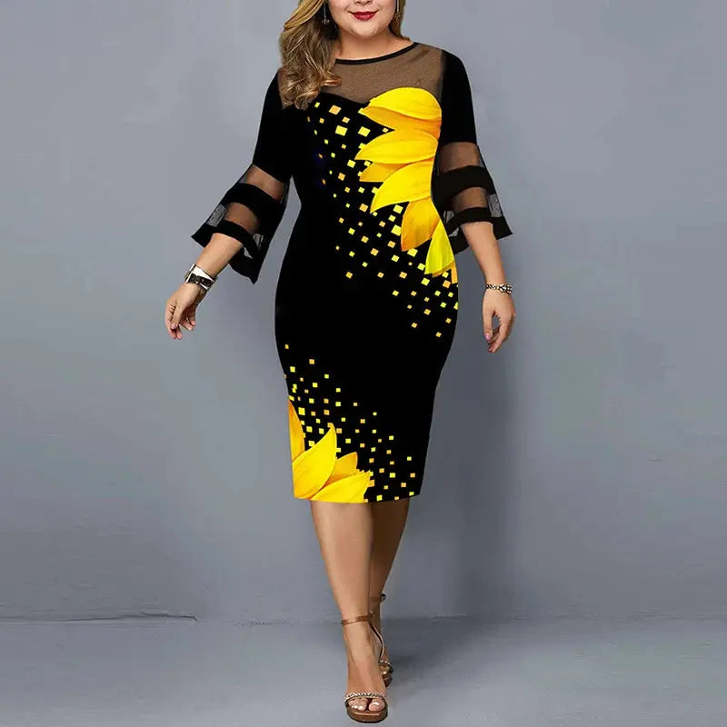 Robe Patchword Mesh Femme 5XL MAWIS