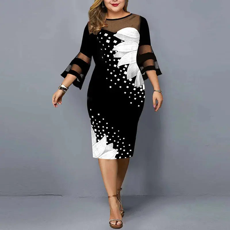 Robe Patchword Mesh Femme 5XL MAWIS