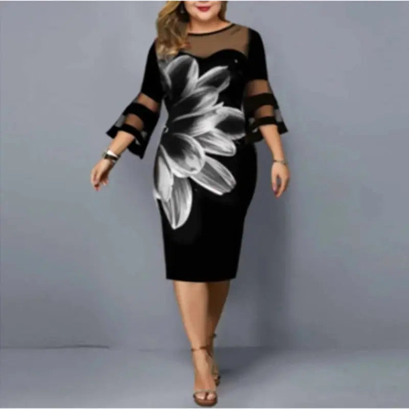 Robe Patchword Mesh Femme 5XL MAWIS