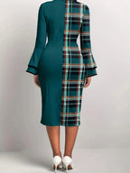 Robe Patchwork Carreaux Col Rond Femme MAWIS
