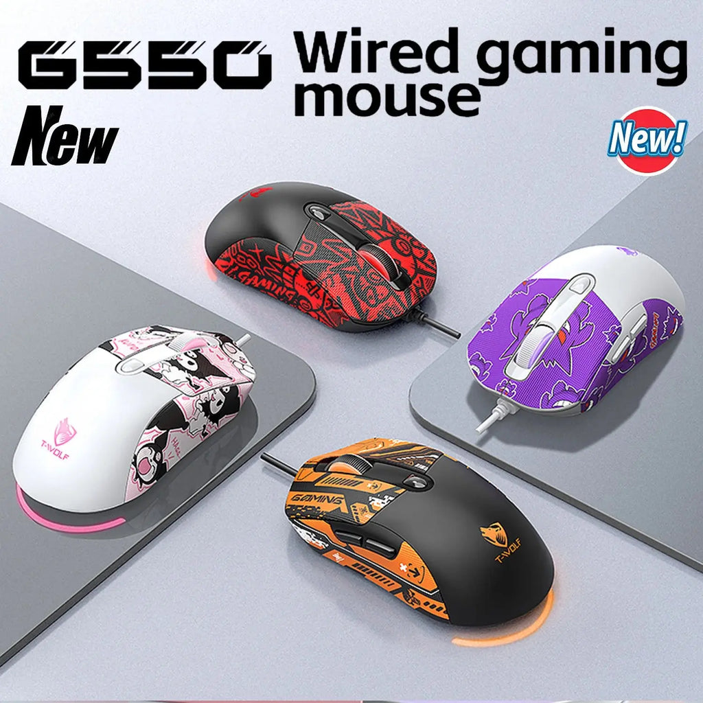2026 Wired Gaming Mouse Cute Personalized Anti Slip Sticker 6-Key Office Mouse Suitable For Desktop And Laptop Computers NEW HOT MAWIS