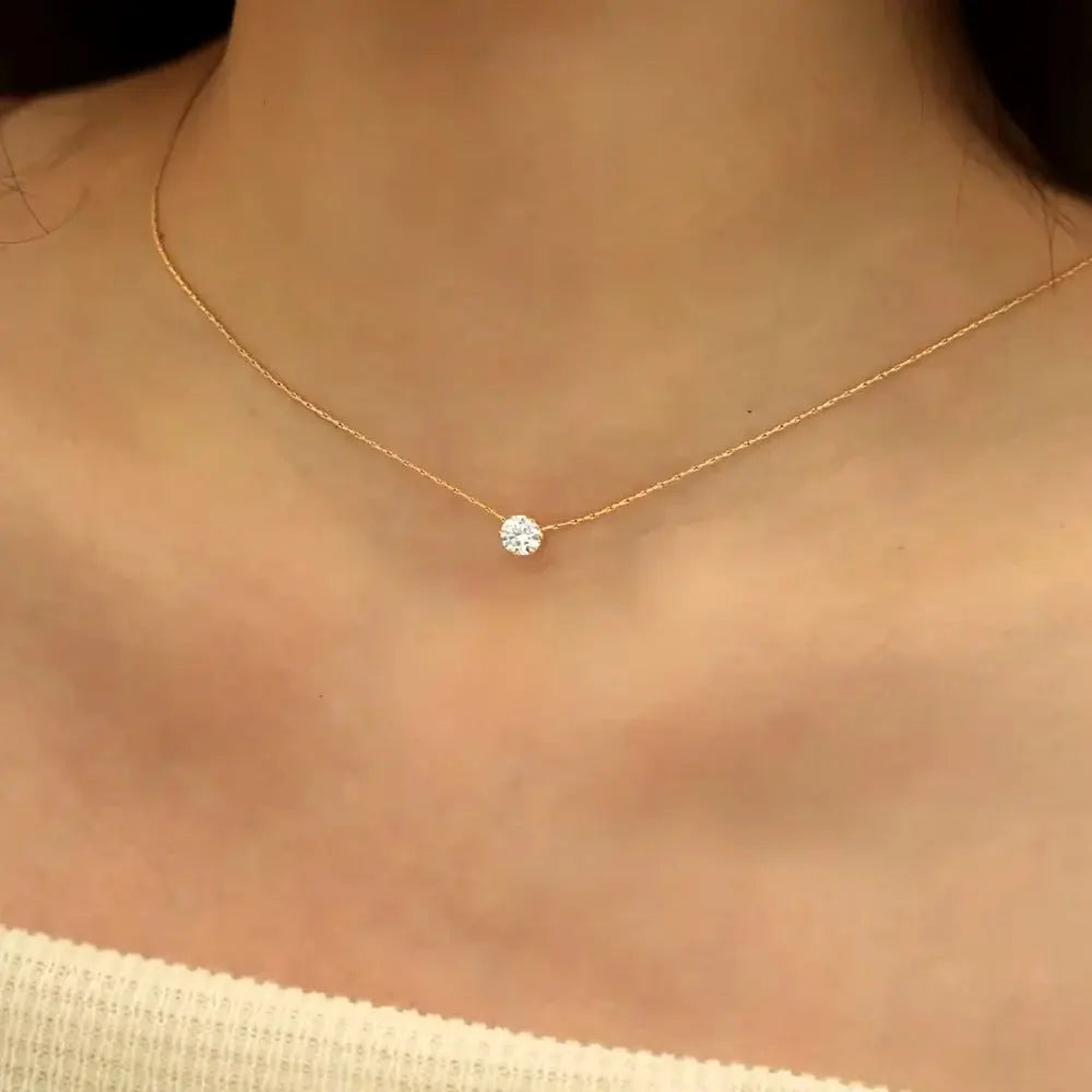 Collier cœur minimaliste doré acier inoxydable zircon MAWIS