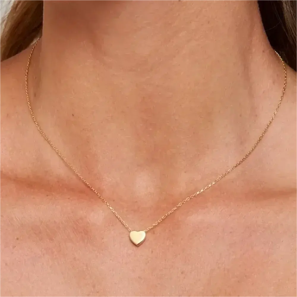 Collier cœur minimaliste doré acier inoxydable zircon MAWIS