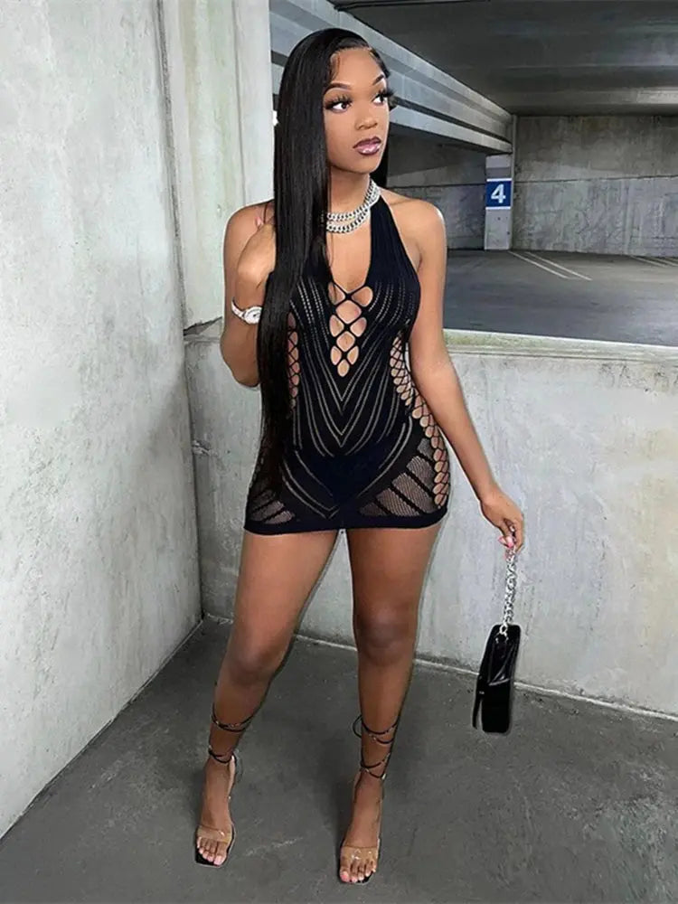 Transparent Lace Short Dress MAWIS
